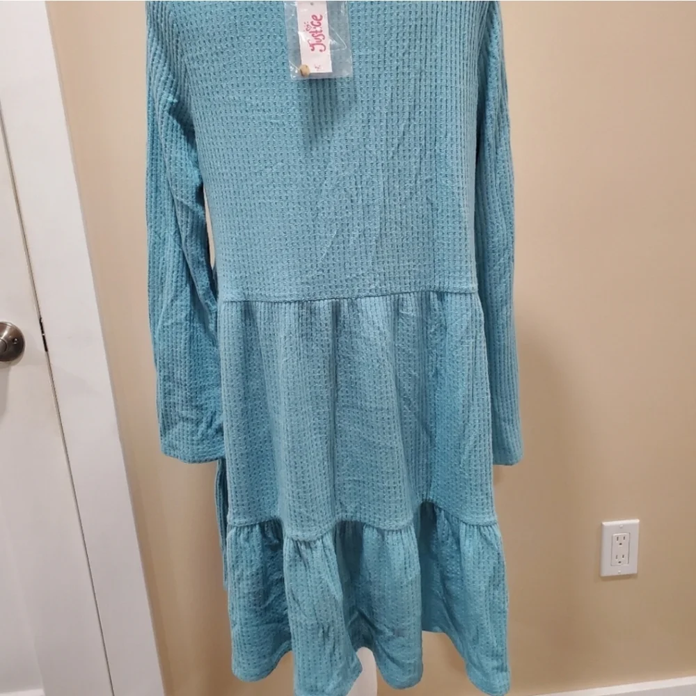 Justice bluesleeve tiered blue Long Sleeve dress